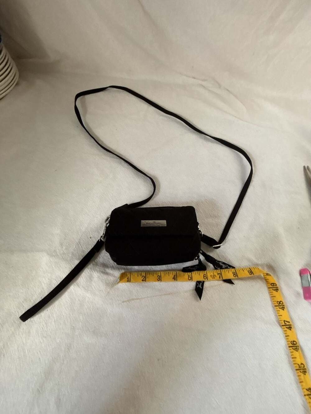 Vera Bradley Black Quilted Small Crossbody Wallet Purse